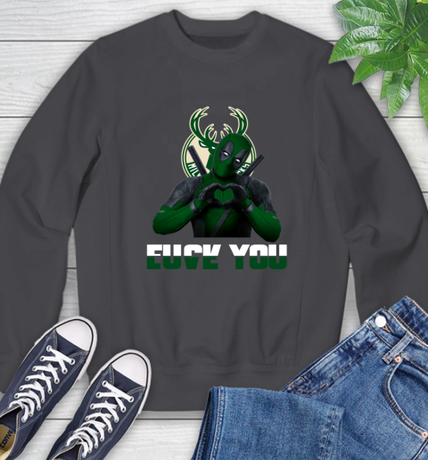 NBA Milwaukee Bucks Deadpool Love You Fuck You Basketball Sports Sweatshirt 6
