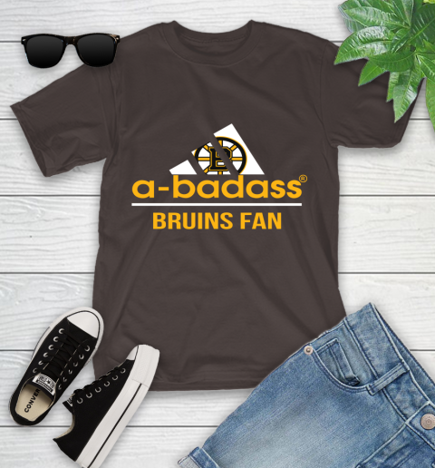 NHL A Badass Boston Bruins Fan Adidas Hockey Sports Youth T-Shirt 7