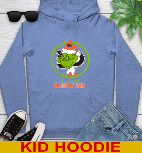 Philadelphia Flyers NHL Christmas Grinch I Hate People But I Love My Favorite Hockey Team Youth Hoodie 12