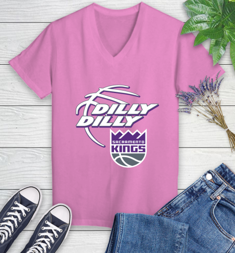 NBA Sacramento Kings Dilly Dilly Basketball Sports Women's V-Neck T-Shirt 14