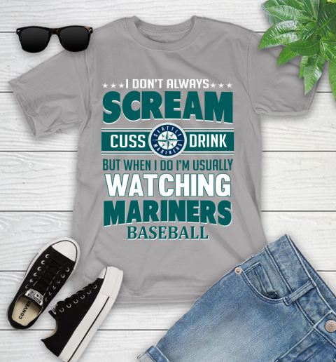 Seattle Mariners MLB I Scream Cuss Drink When I'm Watching My Team Youth T-Shirt 4