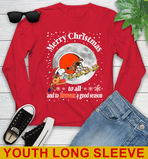 Cleveland Browns Merry Christmas To All And To Browns A Good Season NFL Football Sports Youth Long Sleeve 11