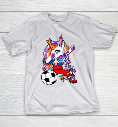 Dabbing Unicorn Slovakia Soccer Fans Jersey Slovak Football T-Shirt 24