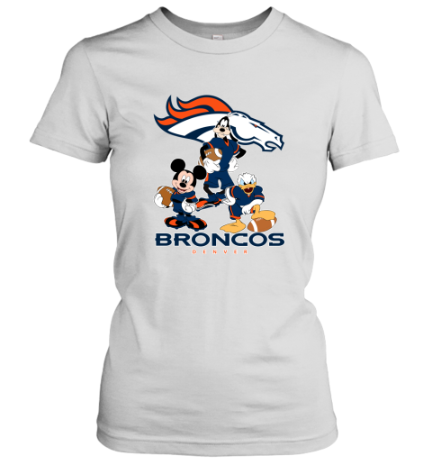 Mickey Donald Goofy The Three Denver Broncos Football Women's T-Shirt