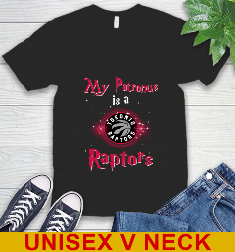 NBA Basketball Harry Potter My Patronus Is A Toronto Raptors V-Neck T-Shirt
