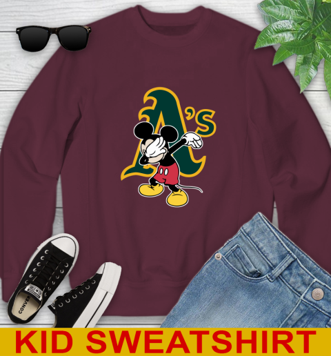 Oakland Athletics MLB Baseball Dabbing Mickey Disney Sports Youth Sweatshirt 5