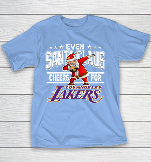 Los Angeles Lakers Even Santa Claus Cheers For Christmas NBA Youth T-Shirt 8