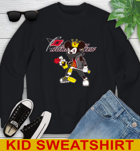 Carolina Hurricanes NHL Hockey Mickey Peace Sign Sports Youth Sweatshirt - Image 3