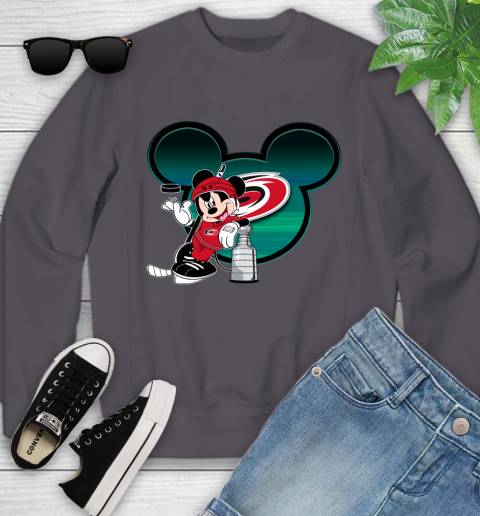 NHL Carolina Hurricanes Stanley Cup Mickey Mouse Disney Hockey T Shirt Youth Sweatshirt 6