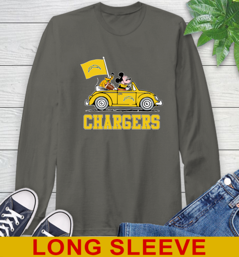 NFL Football Los Angeles Chargers Pluto Mickey Driving Disney Shirt Long Sleeve T-Shirt 8