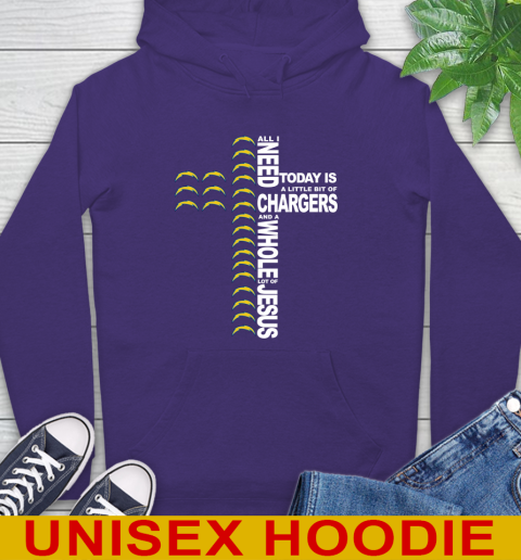 NFL All I Need Today Is A Little Bit Of Los Angeles Chargers Cross Shirt Hoodie 5