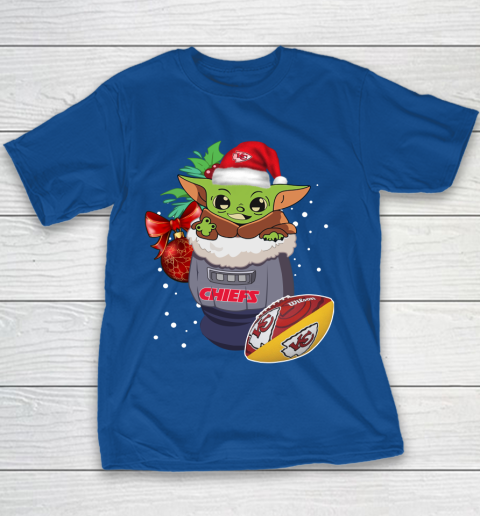 Kansas City Chiefs Christmas Baby Yoda Star Wars Funny Happy NFL Youth T-Shirt 8