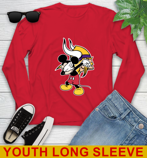 Minnesota Vikings NFL Football Dabbing Mickey Disney Sports Youth Long Sleeve - Image 12