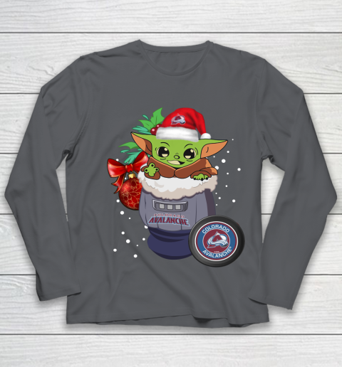 Colorado Avalanche Christmas Baby Yoda Star Wars Funny Happy NHL Youth Long Sleeve 8