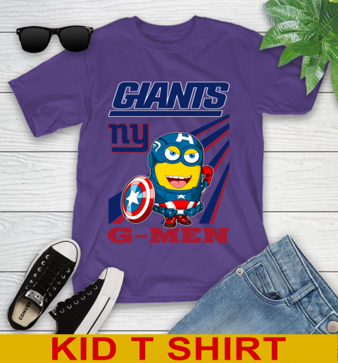 NFL Football New York Giants Captain America Marvel Avengers Minion Shirt Youth T-Shirt 3