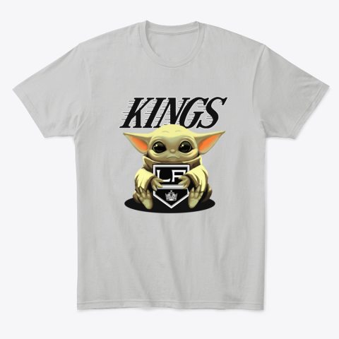 5oe5 baby yoda hugs the los angeles kings classic t shirt 2 front ash