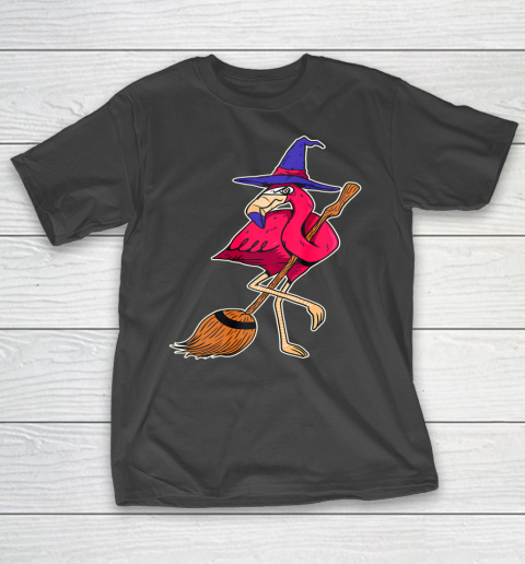 Halloween Flamingo Funny Witch Shirt Scary Party Broom T-Shirt
