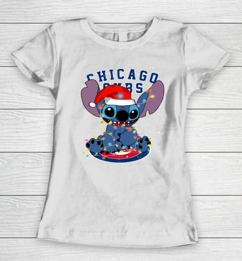 Chicago Cubs MLB noel stitch Baseball Christmas Women's T-Shirt