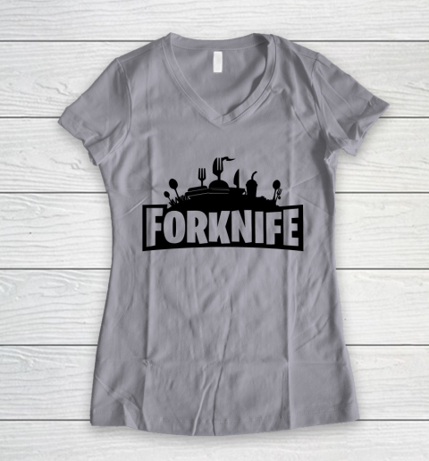 Fortnite Tshirt Forknife Women's V-Neck T-Shirt 2