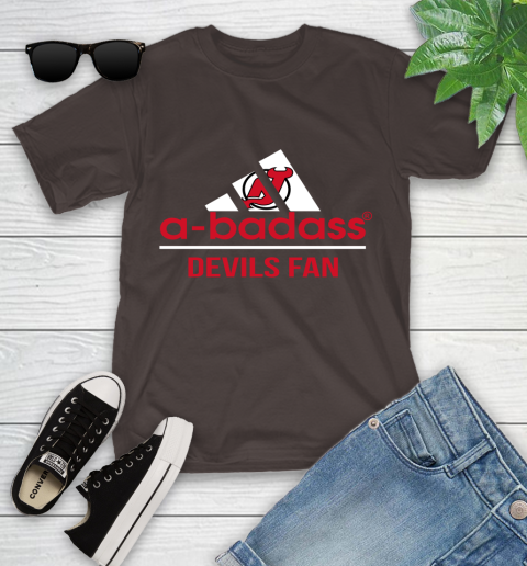 NHL A Badass New Jersey Devils Fan Adidas Hockey Sports Youth T-Shirt 7