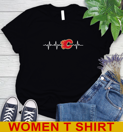 Calgary Flames NHL Hockey Heart Beat Shirt Women's T-Shirt