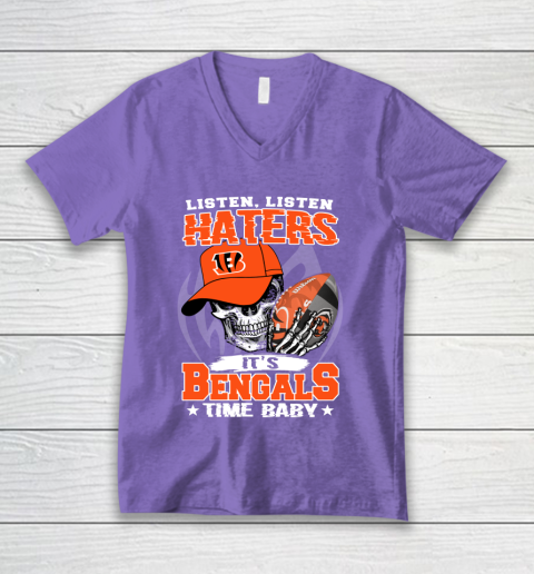 Listen Haters It is BENGALS Time Baby NFL V-Neck T-Shirt 8