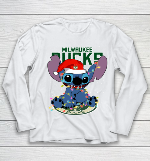 Milwaukee Bucks NBA noel stitch Basketball Christmas Youth Long Sleeve