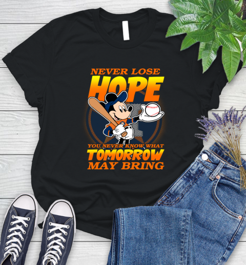 Houston Astros MLB Baseball Mickey Disney Never Lose Hope Women's T-Shirt