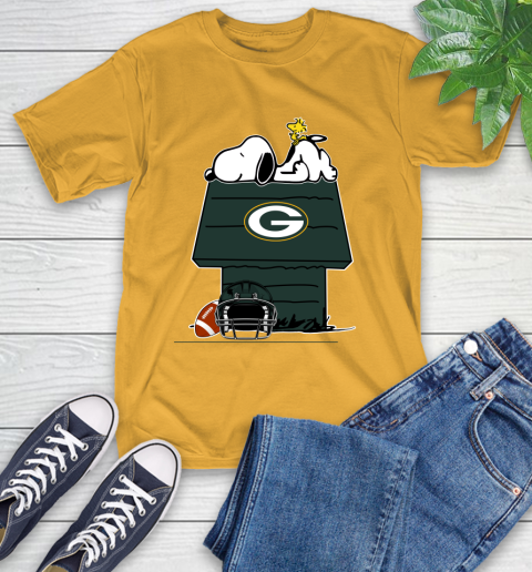 Green Bay Packers NFL Football Snoopy Woodstock The Peanuts Movie T-Shirt - Image 4