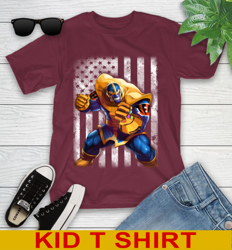NFL Football Cincinnati Bengals Thanos Marvel American Flag Shirt Youth T-Shirt 5