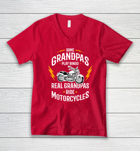 Mens Some Grandpas Play Bingo Real Grandpas Ride Motorcycles V-Neck T-Shirt 5