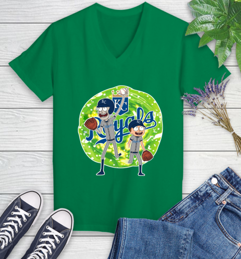 MLB Kansas City Royals Rick And Morty Baseball Sports Women's V-Neck T-Shirt 5
