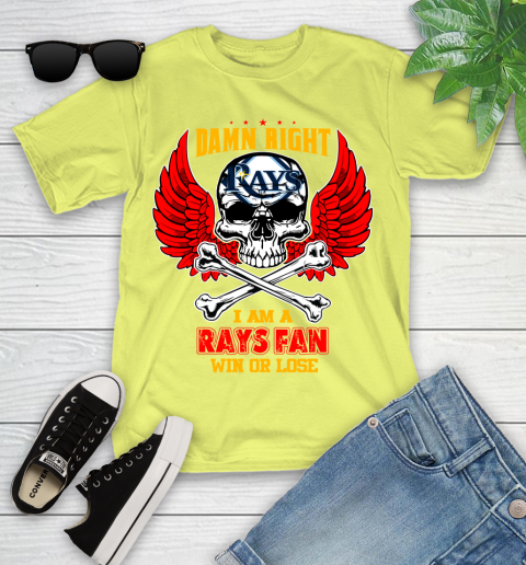 MLB Damn Right I Am A Tampa Bay Rays Win Or Lose Skull Baseball Sports Youth T-Shirt 10