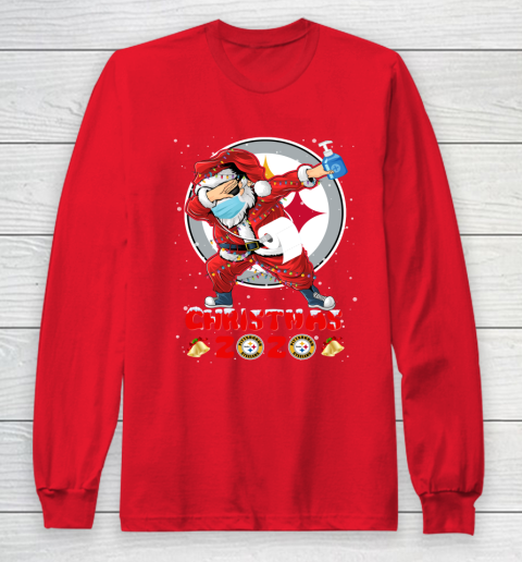 Pittsburgh Steelers Funny Santa Claus Dabbing Christmas 2020 NFL Long Sleeve T-Shirt 7