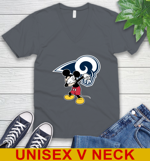 Los Angeles Rams NFL Football Dabbing Mickey Disney Sports V-Neck T-Shirt 5