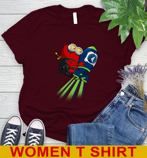 NBA Basketball Minnesota Timberwolves Deadpool Minion Marvel Shirt Women's T-Shirt 6