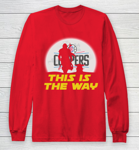 LA Clippers NBA Basketball Star Wars Yoda And Mandalorian This Is The Way Long Sleeve T-Shirt 7