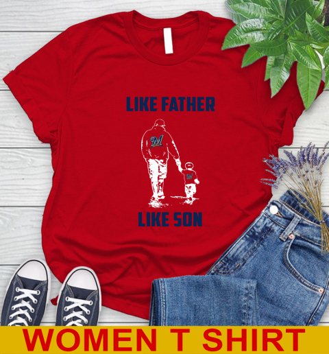 Milwaukee Brewers MLB Baseball Like Father Like Son Sports Women's T-Shirt 11