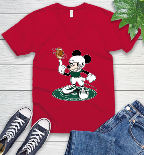 NFL Football New York Jets Cheerful Mickey Disney Shirt V-Neck T-Shirt 7