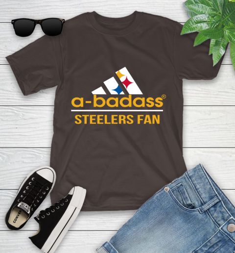 NFL A Badass Pittsburgh Steelers Fan Adidas Football Sports Youth T-Shirt 7