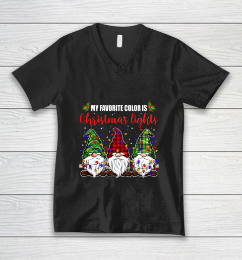 My Favorite Color Is Christmas Light Gnome Merry Christmas V-Neck T-Shirt