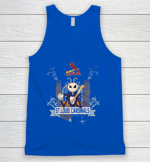 MLB St.Louis Cardinals Baseball Jack Skellington Halloween Tank Top 4