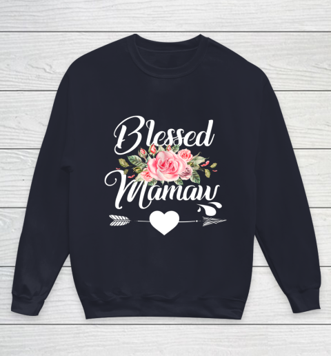 Blessed Mamaw Thanksgiving Christmas Floral Gift For Grandma Youth Sweatshirt 2