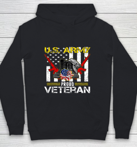 Veteran Shirt U S Army Proud Veteran With American Flag Gifts Veteran Day Youth Hoodie