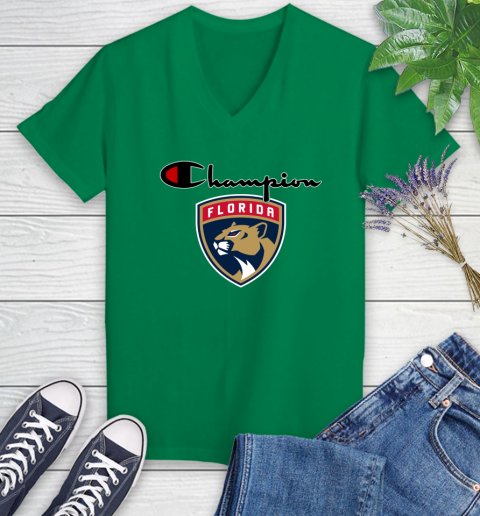 NHL Hockey Florida Panthers Champion Shirt Women's V-Neck T-Shirt 3