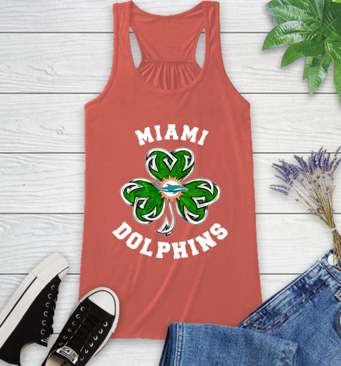 NFL Miami Dolphins Three Leaf Clover St Patrick's Day Football Sports Racerback Tank 3