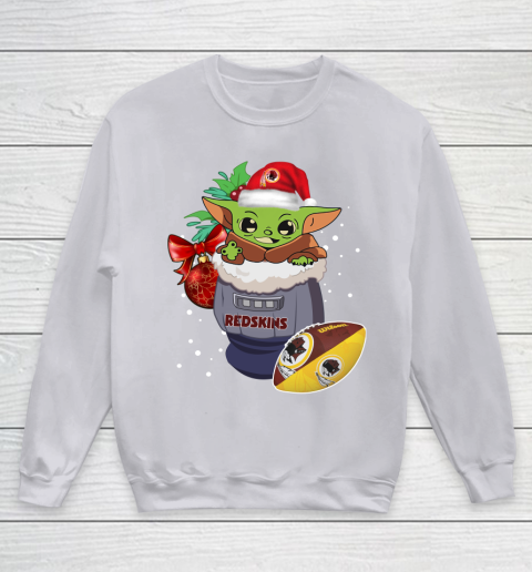 Washington Redskins Christmas Baby Yoda Star Wars Funny Happy NFL Youth Sweatshirt 4