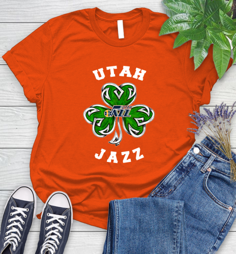 NBA Utah Jazz Three Leaf Clover St Patrick's Day Basketball Sports Women's T-Shirt 3