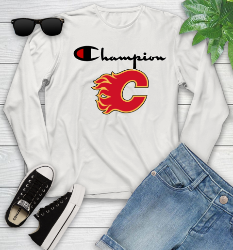 NHL Hockey Calgary Flames Champion Shirt Youth Long Sleeve 10