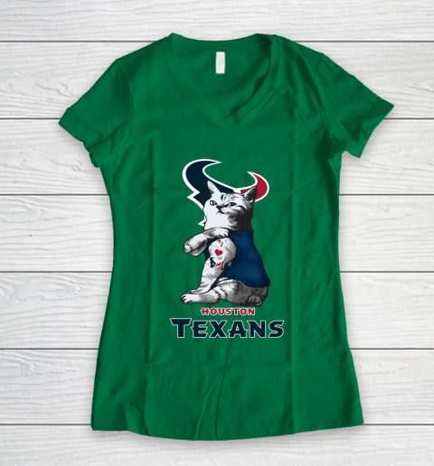 NFL Football My Cat Loves Houston Texans Women's V-Neck T-Shirt 4 NFL Football My Cat Loves Houston Texans Women's V-Neck T-Shirt - Image 4